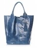 GEANȚĂ DIN PIELE shopper bag Genuine Leather albastru 788
